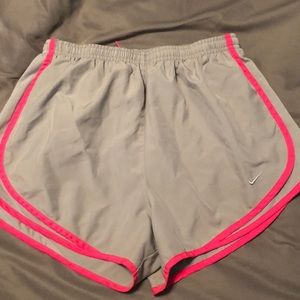 gray & hot pink nike shorts